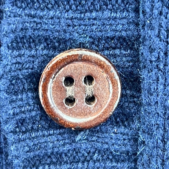 Roots Vintage Men’s Wool Blend Cardigan Sweater Navy Sz XXL* Brown Buttons - Picture 10 of 14